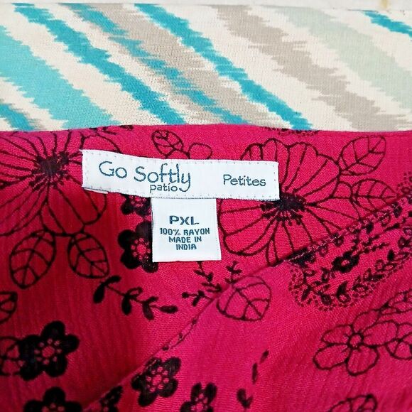 Go Softly Red Long Modest Boho Dress PXL with Short Sleeves, 100% Rayon. - Picture 12 of 13